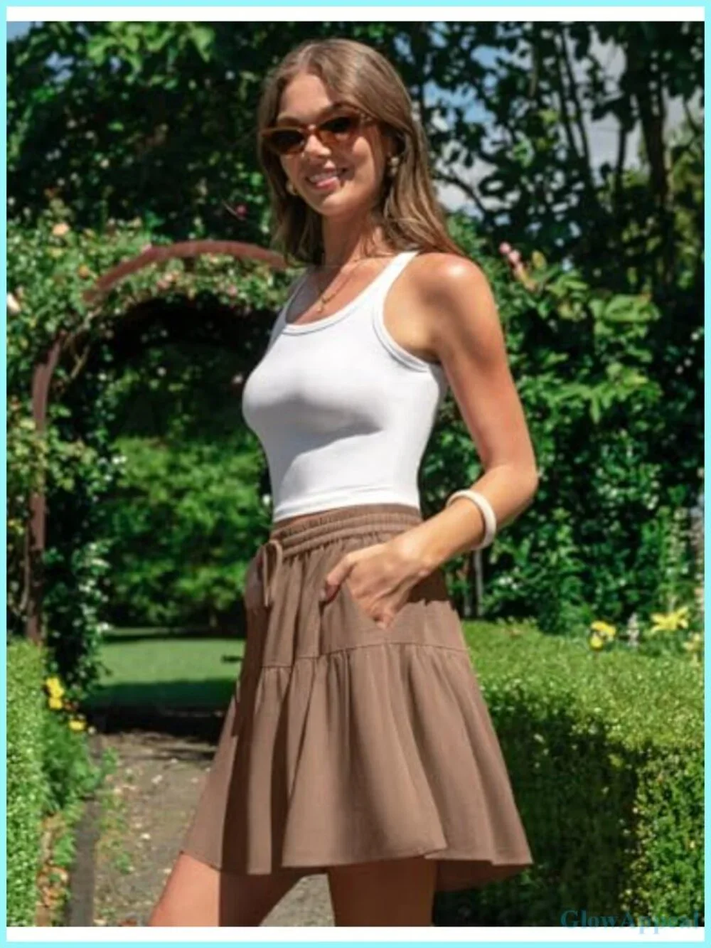 Womens Linen Blend Skirt Shorts Wide Leg Flowy Drawstring Side Pockets Summer